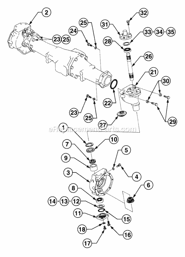 Axle, Mfd Front - Gear Case Assembly Diagram and Parts List for 54A-458D100, 590-603-100 Cub Cadet Lawn Tractor